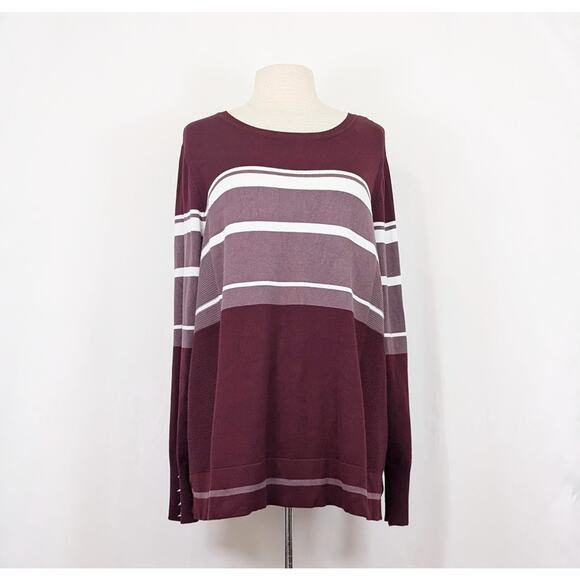 Stitch Fix Sweaters - Stitch Fix Sweater Lety & Me Burgundy Mauve White Stripe Elsie Women's Size 1X